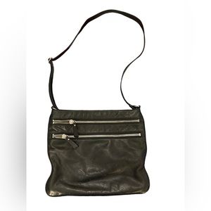 Margot Black‎ Leather Shoulder Bag with Multiple Zipper Design